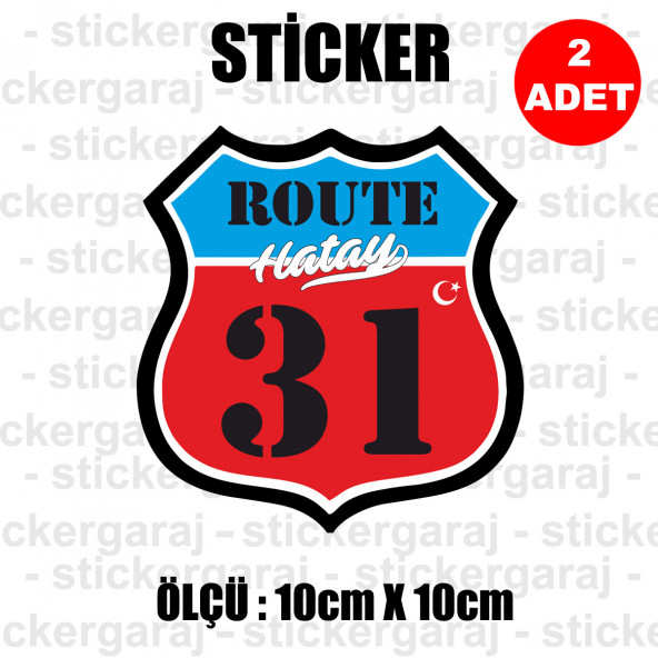 31 HATAY 2 adet plaka sticker - il şehir rota etiket - kask motosiklet otomobil araba pc laptop bilgisayar cam uyumlu ürün görseli 1