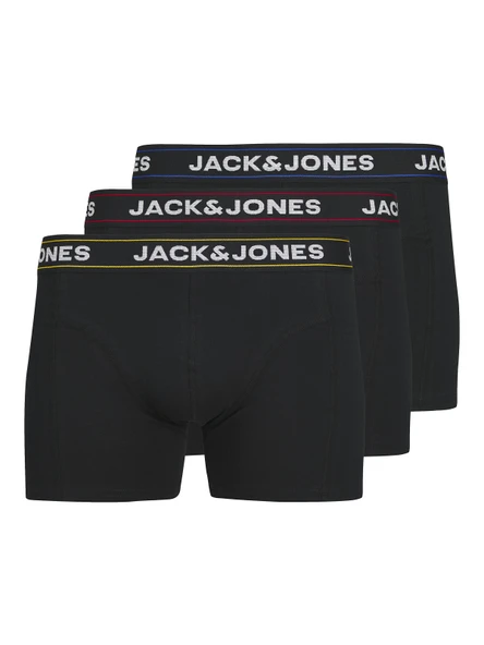 JACK JONES Erkek 3 lü Siyah Renkli Kemer Pamuklu Boxer 12286183 ürün görseli 1