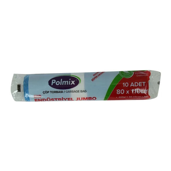 Polmix Eko Endüstriyel Jumbo Çöp Torbası 80x110Cm 400G Mavi 10lu ürün görseli 1