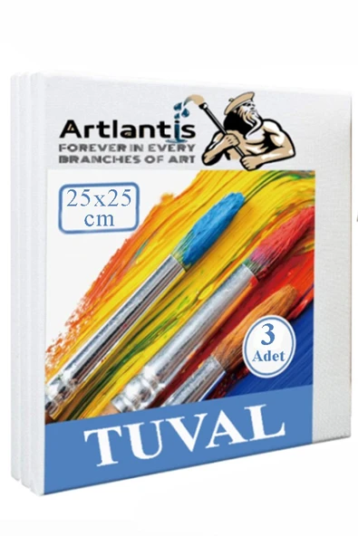 Tuval 25x25 cm Astarlı Kare Tuval 3 Adet Resim Küçük Tuvali 25*25 cm Tual Akrilik Boya Yağlı Boya İçin İdeal ürün görseli 1