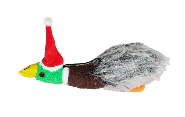 Noel Şapkalı Ördek Şekilli Köpek Peluş Oyuncak 24x7 cm ürün görseli 1