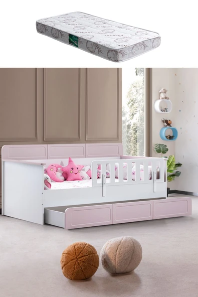 Yavrulu Karyola, Mira Yavrulu Montessori Karyola - Pembe + 1 Adet Comfort Yatak ürün görseli 1