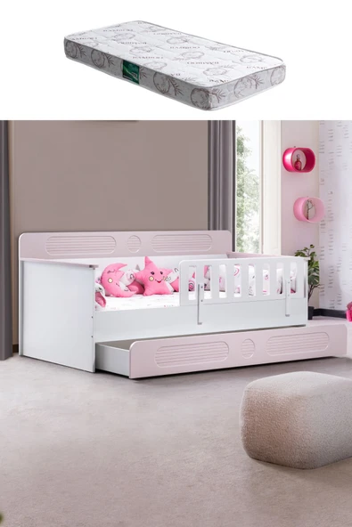 Yavrulu Karyola, Flora Yavrulu Montessori Karyola - Pembe + 1 Adet Comfort Yatak ürün görseli 1