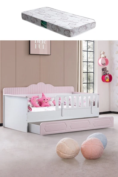Yavrulu Karyola, Flower Yavrulu Montessori Karyola - Pembe + 1 Adet Comfort Yatak ürün görseli 1