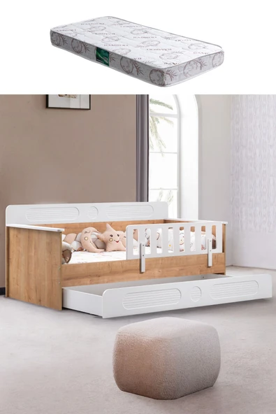 Yavrulu Karyola, Flora Yavrulu Montessori Karyola - Ceviz + 1 Adet Comfort Yatak ürün görseli 1
