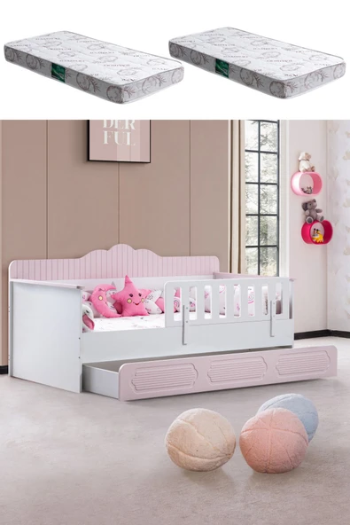 Yavrulu Karyola, Flower Yavrulu Montessori Karyola - Pembe + 2 Adet Comfort Yatak ürün görseli 1