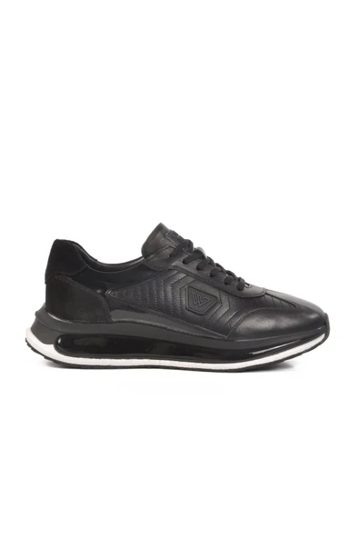 Siyah Hakiki Deri Erkek Sneaker ürün görseli 1