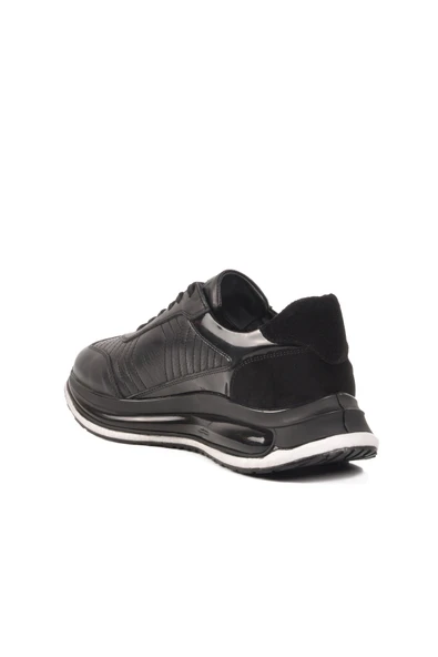 Siyah Hakiki Deri Erkek Sneaker - Resim 4
