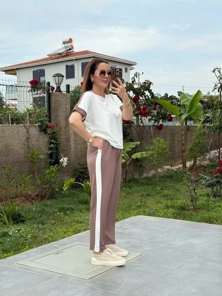 Kadın Modal Dokulu Kumaş Yanı şeritli Takım ürün görseli 1