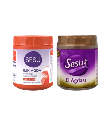 Sesu Turuncu Ilık Ağda 250 Gr + Sesu El Ağdası Yeşil 250 Gr 2'Li Ağda Set ürün görseli 1