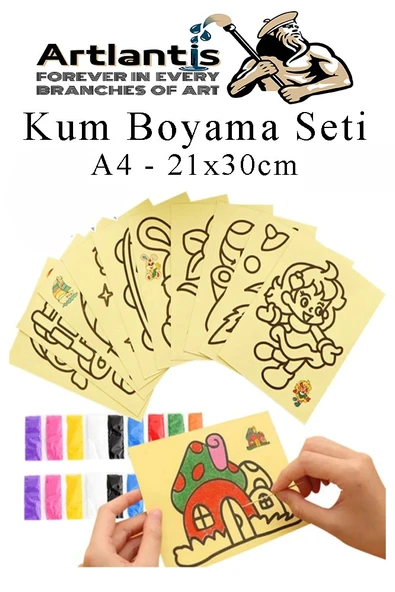 Kum Boyama Seti 1 Adet 20x30 cm A4 Boyutunda Büyük Boy Kaliteli Kum Boyama Çalışması Tuz Boyama Etkinlik ürün görseli 1
