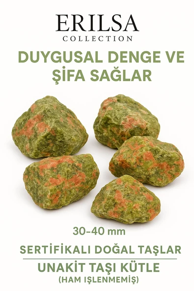 Sertifikalı İşlenmemiş Unakit Taşı Kütle El Taşı Kalp Şifası Duygusal Yenilenmenin Doğal Kaynağı ürün görseli 1