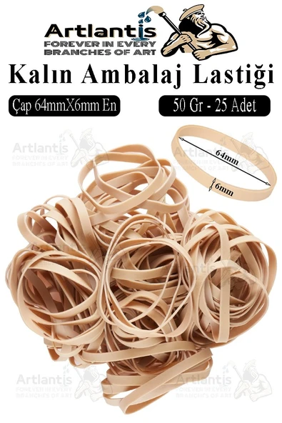 Kalın Ambalaj Lastiği 50 gr 25 li 1 Paket %100 Kauçuk 64x6mm Geniş Büyük Paket Lastik Kasa Poşet Taşıma Lastiği ürün görseli 1