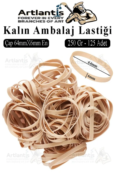 Kalın Ambalaj Lastiği 250 gr 125 li 1 Paket %100 Kauçuk 64x6mm Geniş Büyük Paket Lastik Kasa Poşet Taşıma Lastiği ürün görseli 1