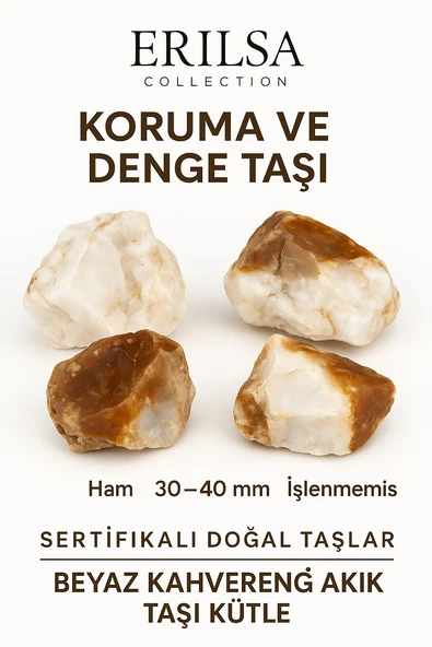 Sertifikalı Ham İşlenmemiş Beyaz - Kahverengi Akik Taşı Kütle – El Taşı | Topraklayıcı Denge ve Doğal Güç ürün görseli 1