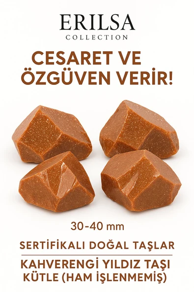 Sertifikalı Ham İşlenmemiş Kahverengi Yıldız Taşı Kütle – El Taşı Odaklanma Kararlılık Parlayan Güç ürün görseli 1