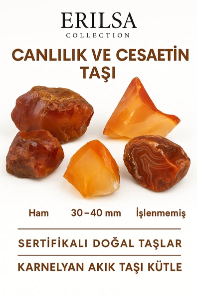 Sertifikalı Ham İşlenmemiş Karnelyan Akik Taşı Kütle – El Taşı | Yaşam Enerjisi ve Cesaret Veren Doğal Güç ürün görseli 1
