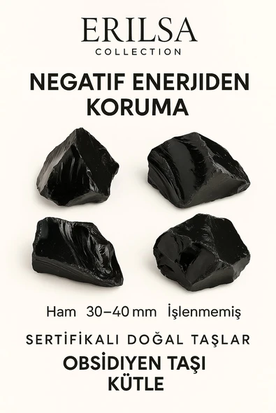 Sertifikalı Ham Siyah Obsidyen Taşı Kütle – El Taşı Negatif Enerji Kalkanı Derin Arınma Gücü ürün görseli 1