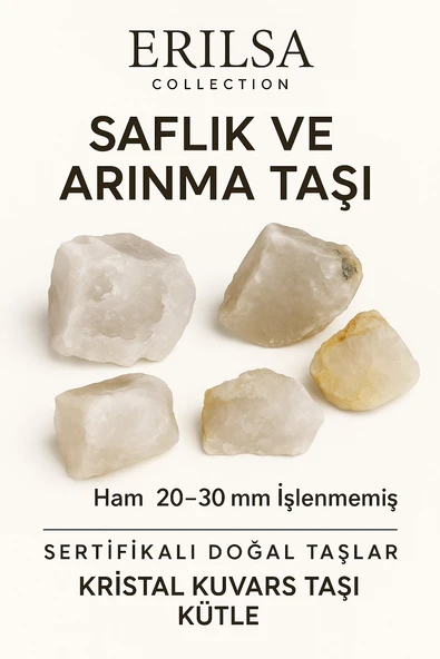 Sertifikalı Ham İşlenmemiş Kristal Kuvars Taşı Kütle – El Taşı Arınma Netlik Evrensel Şifa Enerjisi ürün görseli 1