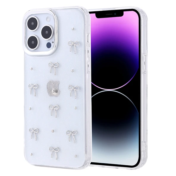 Gpack iPhone 14 Pro Max uyumlu Kılıf Kenarlar Airbagli Simli Şeffaf Kutup Kapak ürün görseli 1