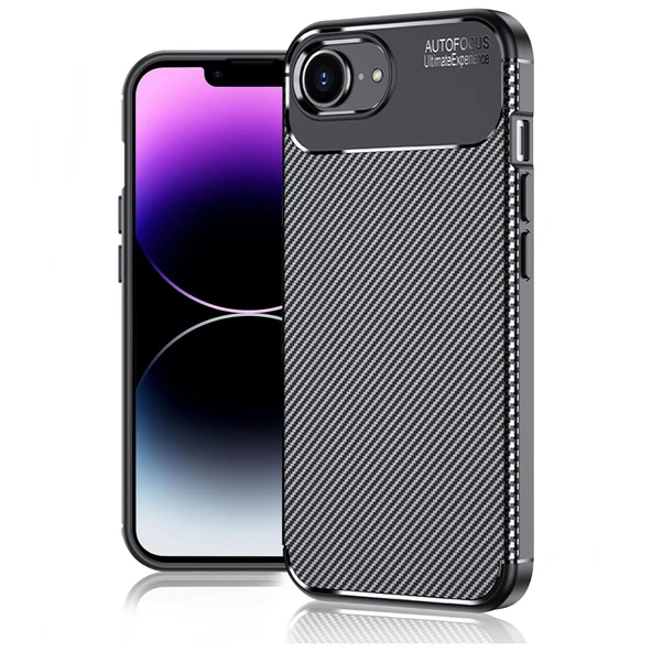 Gpack iPhone 16E uyumlu Kılıf Negro Karbon Görünümlü Desenli Silikon ürün görseli 1