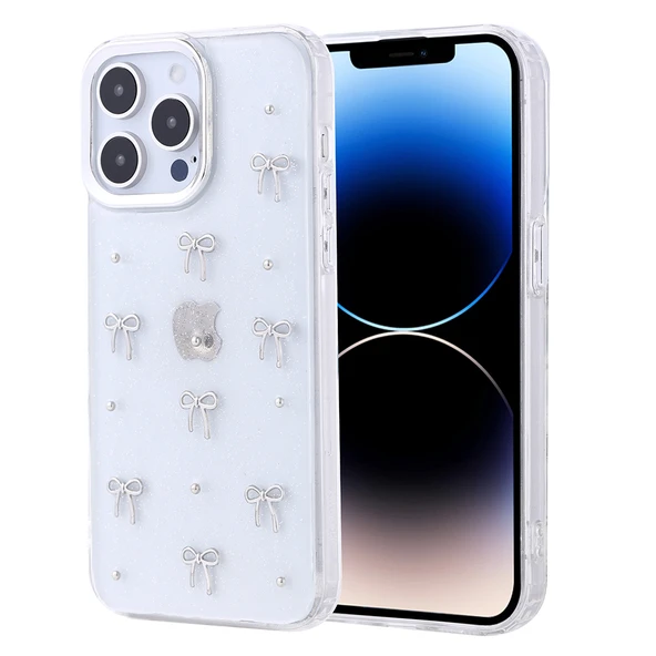 Gpack iPhone 14 Pro uyumlu Kılıf Kenarlar Airbagli Simli Şeffaf Kutup Kapak ürün görseli 1