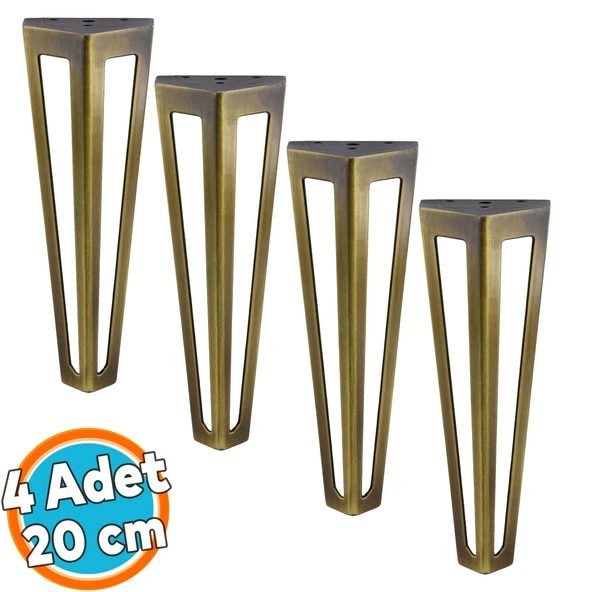 Mobilya Koltuk Konsol Tv Ünite Masa Ayağı Metal Ayakları 20 Cm Antik Sarı 4 Adet ürün görseli 1