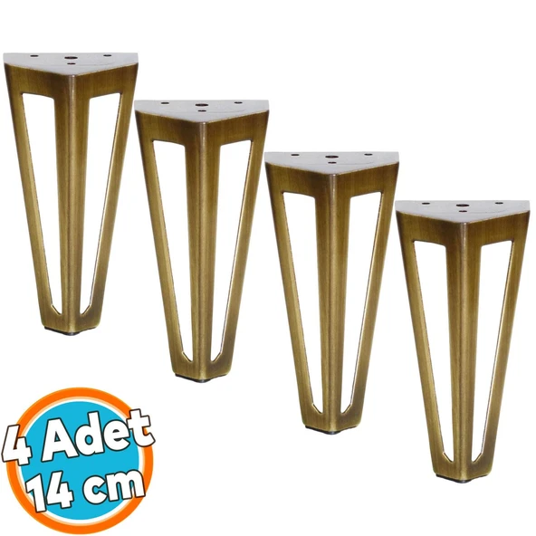 Mobilya Koltuk Baza Puf Kanepe Tv Ünite Masa Ayağı Ayakları Metal Ayak 14 Cm Antik Sarı 4 Adet ürün görseli 1