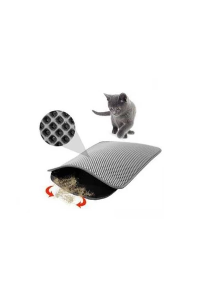 CLEAN PAWS Elekli Kedi Tuvalet Önü Kum Paspası 60x45 ürün görseli 1