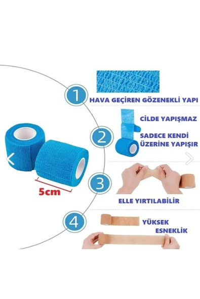DEDEKS Kendine Yapışan Bandaj Mavi 5 Cm X 4,5 M Koban Bandaj ürün görseli 1