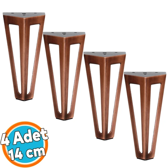 Mobilya Koltuk Baza Puf Kanepe Tv Ünite Masa Ayağı Ayakları Metal Ayak 14 Cm Antik Bakır 4 ADET ürün görseli 1