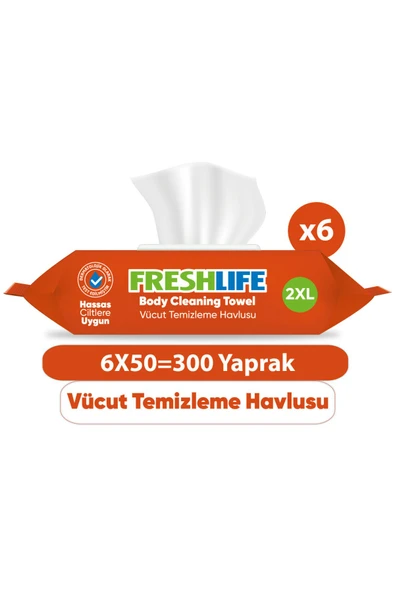 FRESHLİFE Vücut Temizleme Havlusu 6x50 (300 Yaprak) ürün görseli 1