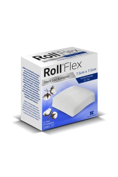 ROLL Flex 7.5cmx7.5cm Steril Gaz Kompres Spanç 25li Paket ürün görseli 1
