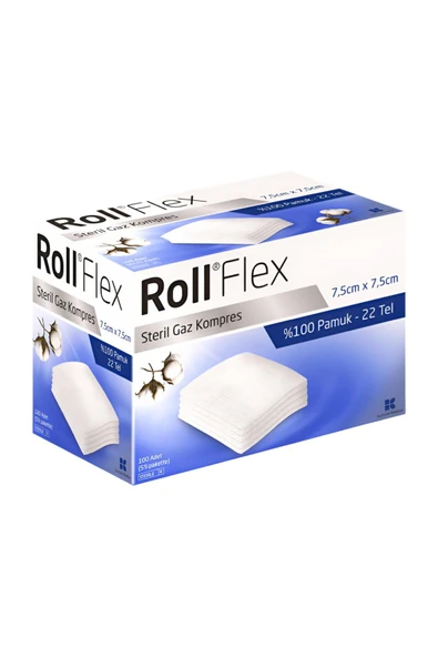 ROLL Flex Steril Gaz Kompresi 100 Lü ( 7,5 Cm X 7,5 Cm 5 Li Pakette ) ürün görseli 1