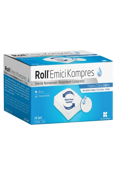 ROLL Steril Nonwowen Emici Kompres Gazlı Bez 7.5cm X 7.5cm - 100 Adet ürün görseli 1