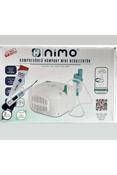 NİMO Ateş Ölçer Hediyeli Kompresörlü Compact Mini Nebülizatör (HNK-NBL-MN) ürün görseli 1