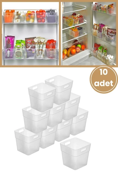 Flora 10 Adet Buzdolabı Kapak Raf Düzenleyici, Mutfak Banyo Çekmece İçi Mini Organizer Kutu 10’lu Set ürün görseli 1