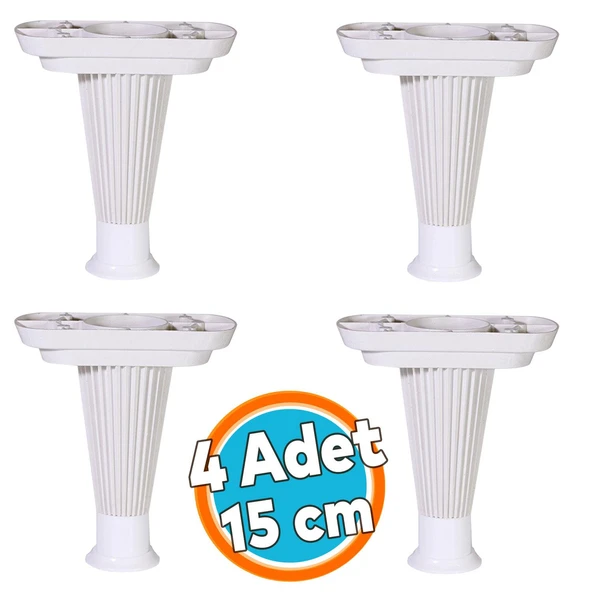 (4 ADET) Mobilya Kanepe Puf Sehpa Konsol Ayağı Beyaz Baza Yükseltici Ayak 15 Cm ürün görseli 1