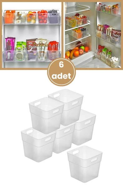 Flora 6 Adet Buzdolabı Kapak Raf Düzenleyici, Mutfak Banyo Çekmece İçi Mini Organizer Kutu 6’lu Set ürün görseli 1