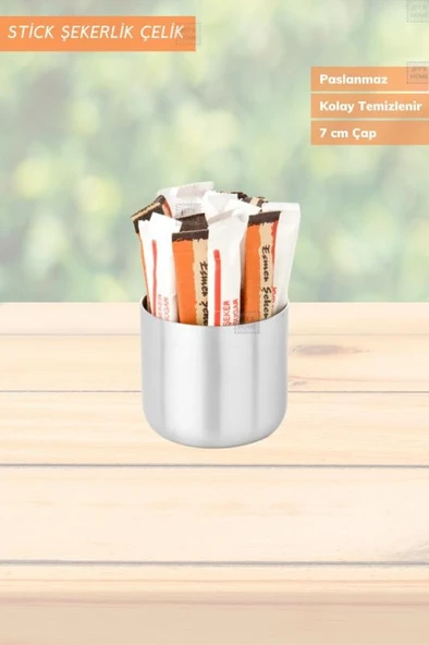 Şeker Kabı Paslanmaz Stick Şekerlik Çelik 7 cm ürün görseli 1