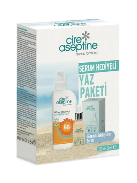 Cire Aseptine Güneş Koruyucu 50 SPF 200 ml + Gözenek Sıkılaştırıcı Serum 30 ml Kutu ürün görseli 1