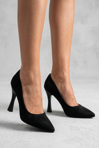 Celira Siyah Süet Topuklu 8 Cm Kadın Stiletto Ayakkabı ürün görseli 1