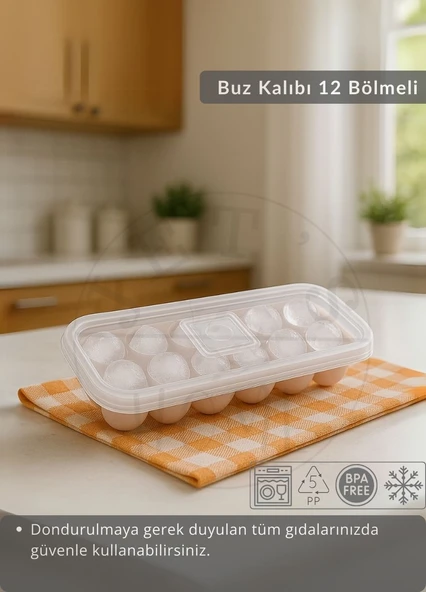 12 Bölmeli Buz Kalıbı Esnek Silikon Buz Küpü BPA FREE Yuvarlak Bas Parmak Buzluk Çapı 3,5 cm Pembe ürün görseli 1