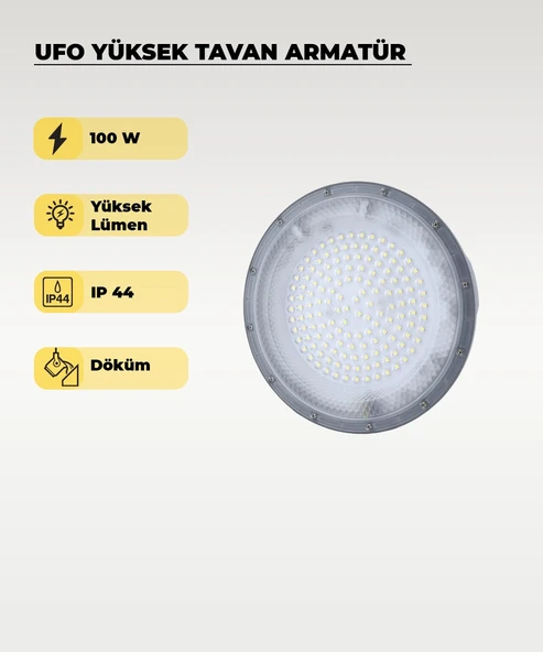 Yüksek Tavan Ufo Armatür 100W - 6500K Beyaz Işık ürün görseli 1