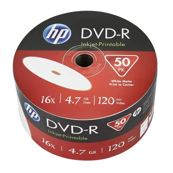 HP DVD-R 16X Inkjet Printable 4,7GB 50'Li Spindle ürün görseli 1