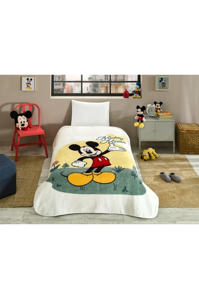 Özdilek Mickey Mouse Happines Disney Lisanslı Tek Kişilik Çocuk Battaniyesi 155x215 cm ürün görseli 1