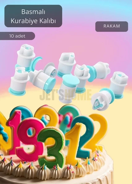 Basmalı Rakam Kalıbı Pasta Kalıbı Basmalı Kurabiye Kalıbı 10 Rakamlı Hamur Kalıp ürün görseli 1
