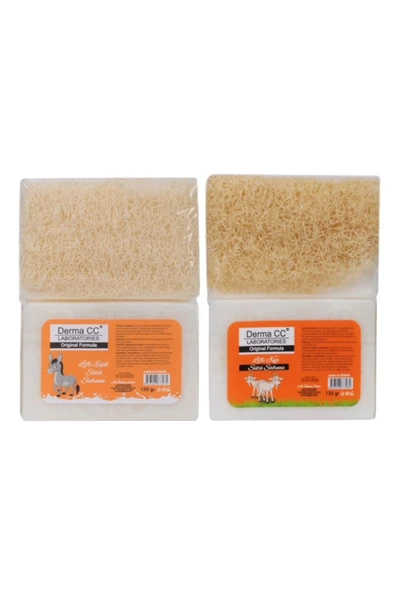 Doğal Kabak Lifli EL YAPIMI Sabun 120gr X 2 - KEÇİ SÜTLÜ+ EŞEK SÜTLÜ ürün görseli 1