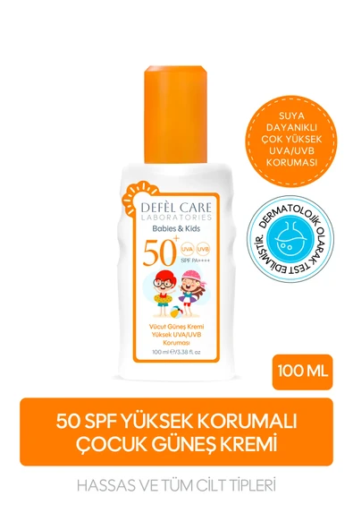 SPF 50 Çocuk Güneş Kremi Suya Dayanıklı Yağsız Görünüm Yüksek UVA/UVB Koruyucu (100 ml) ürün görseli 1