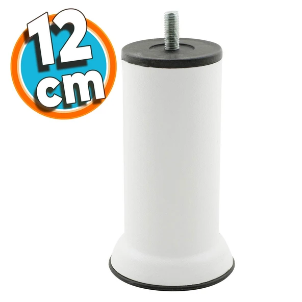 Mobilya Metal Yatak Kanepe Baza Koltuk Orta Destek Ayağı M8 Civata Beyaz Metal Ayak 12 Cm 4 Adet ürün görseli 1